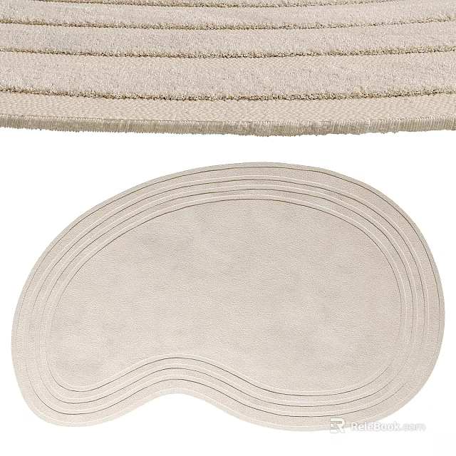 Round Rug With Layered Lines In Neutral Beige 3d model 