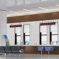 Modern Service Hall Interior With Service Counters And Waiting Seats 3d model