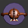 Cute Orange Cartoon Pig With Red Horns Pink Nose White Tusks Purple Base