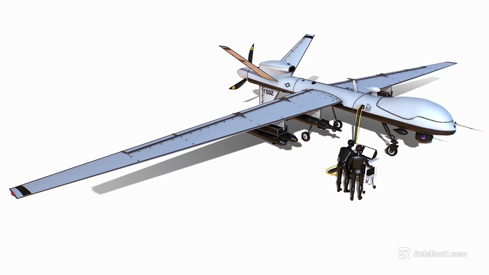 Modern Military Fighter Jet With Maintenance Crew And Ground Equipment 3d model 