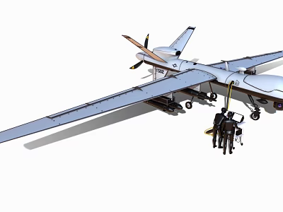 Modern Military Fighter Jet With Maintenance Crew And Ground Equipment 3d model