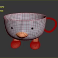 Adorable White Duck Shaped Cup With Black Eyes Orange Beak And Feet As Household Item