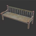 Rustic Natural Wooden Outdoor Bench With Backrest Armrests And Solid Build
