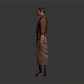 Game Movie Character 3D Model Brown Long Coat Green Plaid Shirt Standing Gray Background
