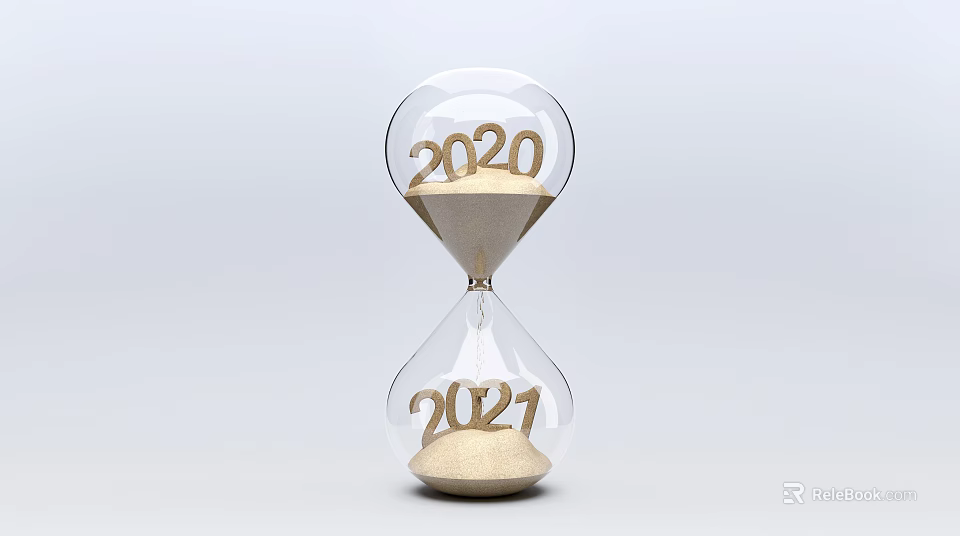 Stylish Decorative Ornament Set with Hourglass Design Featuring 2020 and 2021 Numbers for Home Accent 3d model 