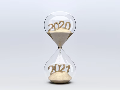 Stylish Decorative Ornament Set with Hourglass Design Featuring 2020 and 2021 Numbers for Home Accent 3d model