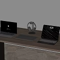 Modern Laptop Tablet Computer Apple Computer Headset Office Supplies 3d model
