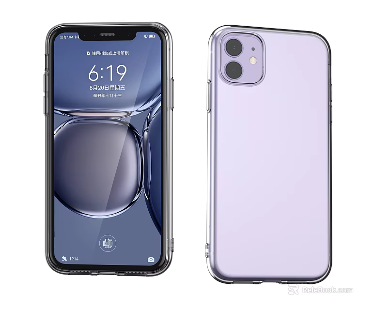 Modern Smartphone With Front Screen And Purple Transparent Back Cover Dual Camera Design 3d model 