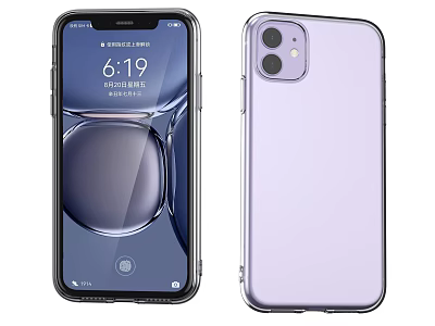 Modern Smartphone With Front Screen And Purple Transparent Back Cover Dual Camera Design 3d model