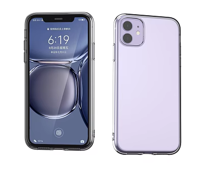 Modern Smartphone With Front Screen And Purple Transparent Back Cover Dual Camera Design 3d model