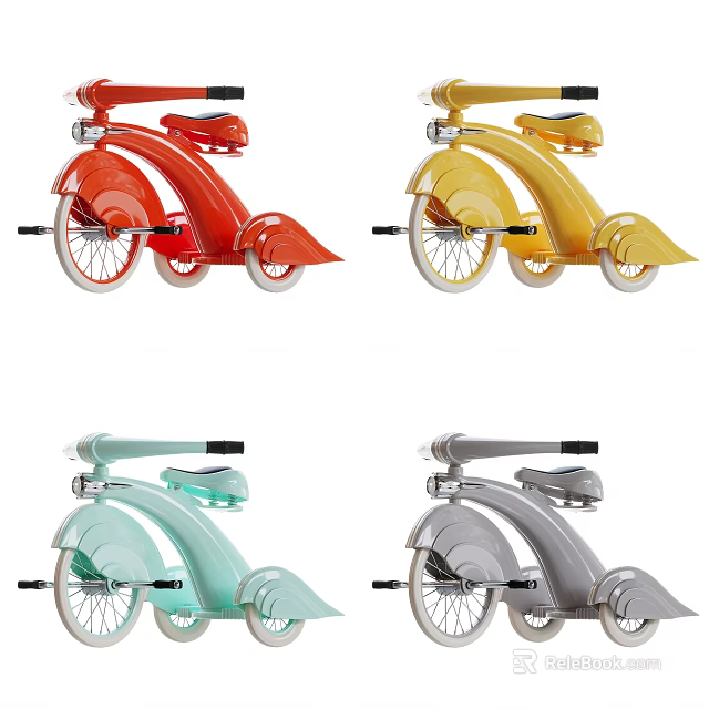 Colorful Electric Kids Tricycles Ride On Toys with Classic Design 3d model 