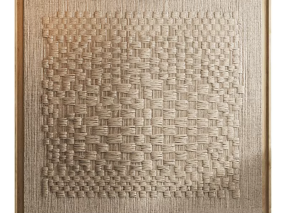 Abstract Painting with Intricate Weave Texture in Golden Square Frame 3d model