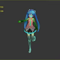 Anime Character Figure With Teal Long Hair White Top Black Skirt And Pigtails