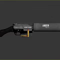 ABIRIT Weapon Revolver With Long Barrel And Bullets On Dark Reflective Surface 3d model