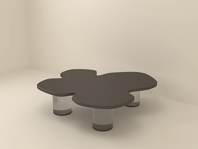 Modern Petal Shaped Coffee Table With Black Tabletop And Silver Legs 3d model