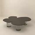 Modern Petal Shaped Coffee Table With Black Tabletop And Silver Legs