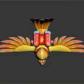 Colorful Cartoon Bird With Yellow Orange Feathers Helmet Blue Eyes And Pink Claws