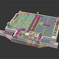 Detailed Architectural Model Interior Layout Featuring Neatly Arranged Red Seats White Structure And Aisles