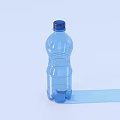 Transparent Blue Plastic Bottle With Blue Cap And Shadow On White Background 3d model