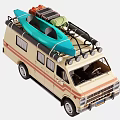 Vintage Camper Vans With Roof Racks Surfboards And Classic Striped Design