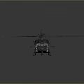 3D Rendered Military Helicopter With Large Rotors Dark Fuselage And Gray Gradient Background