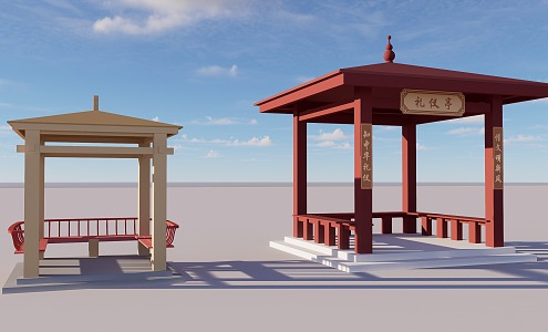 ancient pavilion modern pavilion building 3d model