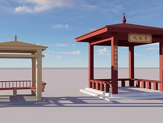 ancient pavilion modern pavilion building 3d model