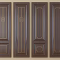 Dark Wooden Wall Panels With Intricate Gold Accent Patterns For Interior Design 3d model