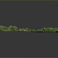 Cartoon Country Scene With Green Meadow Trees Small Houses And Rolling Hills