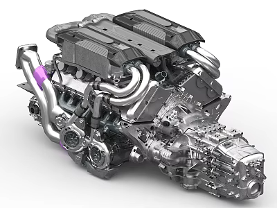 High Performance Automotive Engine Featuring Complex Mechanical Parts And Metal Pipes 3d model