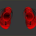 Fashionable Red High Heel Boots With Lace Up Design And Shiny Reflective Surface