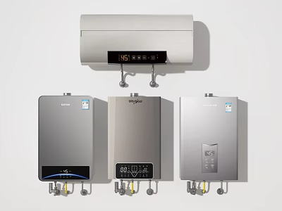 Modern Household Electric And Gas Water Heaters With Sleek Design Wall Mounted Digital 3d model