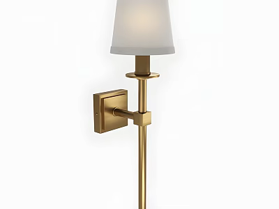 Modern Brass Wall Sconce With White Fabric Shade And Sleek Design 3d model
