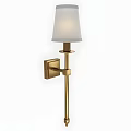 Modern Brass Wall Sconce With White Fabric Shade And Sleek Design