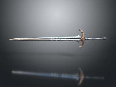 Decorative Metal Sword With Intricate Hilt And Sharp Blade On 3d model