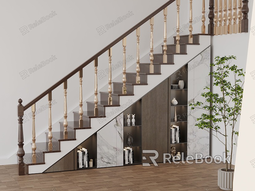 Modern Staircase Decorations Ornaments Potted Plant model