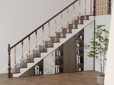 Modern Staircase Decorations Ornaments Potted Plant model