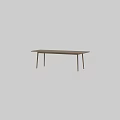 Modern Wooden Dining Table With Rectangular Top Simple Design And Slender Legs 3d model