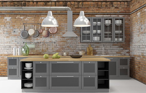 Industrial LOFT Cabinet Kitchen Supplies Cabinet Tableware Plate Combination 3d model