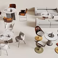 Modern Furniture Collection With Various Chairs Sofa And Round Tables