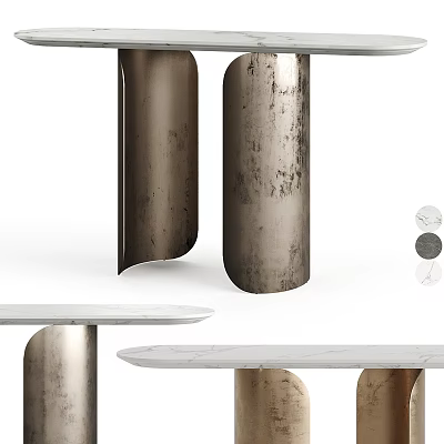 Elegant Modern Console Table With Marble Top And Brushed Metal Supports For Interior Decor 3d model
