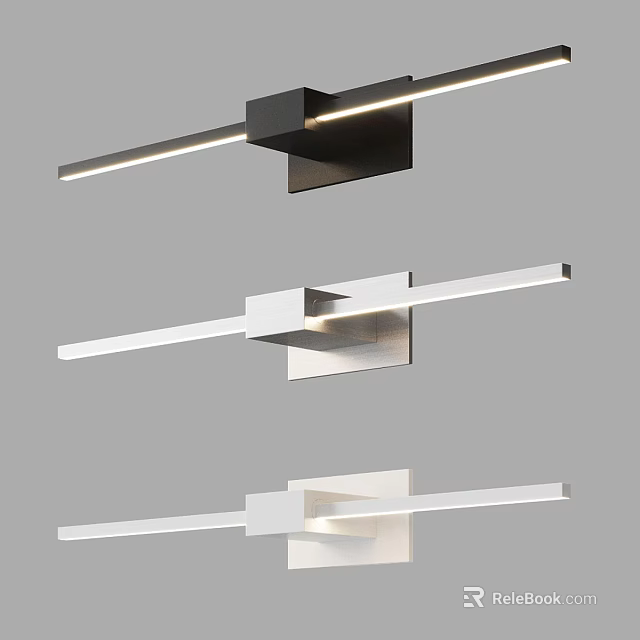 Modern Minimalist Wall Lights With Linear Design Sleek Metal Frame And LED Strip 3d model 