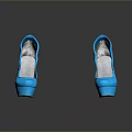 Stylish Blue High Heels With Orange Heel Silver Interior And Decorative Studs