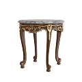Classic Ornate Round Side Table With Carved Wooden Legs And Gold Accents