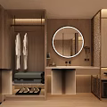 Modern Hotel Room Interior With King Bed TV Table And Soft Lighting
