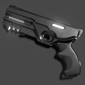 Futuristic Black Pistol With Illuminated Strip And Modern Sci Fi Weapon Design