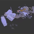 Construction Site Components Featuring White Temporary Buildings Metal Frames And Debris