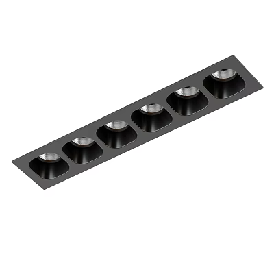Sleek Black Long Strip Multiple Head Downlights Spotlights Ceiling Fixture Design 3d model