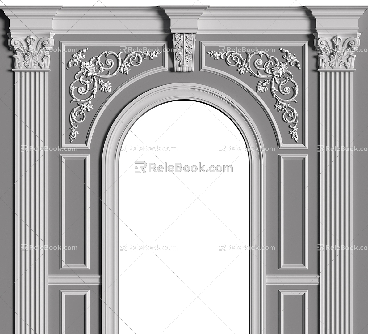 European-style Carved Curved Shape Pass Entrance Averway Balcony Arched Door Cover Wraped Edge Decoration European-style French Classical Style White Wedding Castle Props Components 3d model