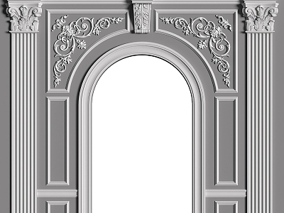 European-style Carved Curved Shape Pass Entrance Averway Balcony Arched Door Cover Wraped Edge Decoration European-style French Classical Style White Wedding Castle Props Components 3d model